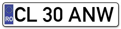 Placuta inmatriculare numar auto  CL-30-ANW, CL 30 ANW, CL30ANW
