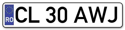 Placuta inmatriculare numar auto  CL-30-AWJ, CL 30 AWJ, CL30AWJ