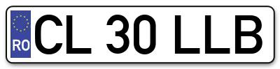Placuta inmatriculare numar auto  CL-30-LLB, CL 30 LLB, CL30LLB