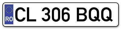 Placuta inmatriculare numar auto  CL-306-BQQ, CL 306 BQQ, CL306BQQ