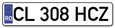 Placuta inmatriculare numar auto  CL-308-HCZ, CL 308 HCZ, CL308HCZ