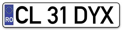 Placuta inmatriculare numar auto  CL-31-DYX, CL 31 DYX, CL31DYX