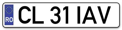 Placuta inmatriculare numar auto  CL-31-IAV, CL 31 IAV, CL31IAV