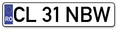 Placuta inmatriculare numar auto  CL-31-NBW, CL 31 NBW, CL31NBW