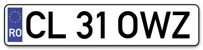 Placuta inmatriculare numar auto  CL-31-OWZ, CL 31 OWZ, CL31OWZ