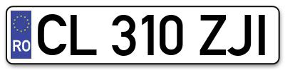 Placuta inmatriculare numar auto  CL-310-ZJI, CL 310 ZJI, CL310ZJI