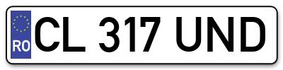 Placuta inmatriculare numar auto  CL-317-UND, CL 317 UND, CL317UND