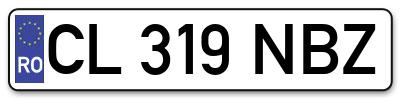 Placuta inmatriculare numar auto  CL-319-NBZ, CL 319 NBZ, CL319NBZ