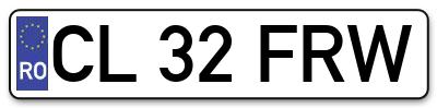 Placuta inmatriculare numar auto  CL-32-FRW, CL 32 FRW, CL32FRW