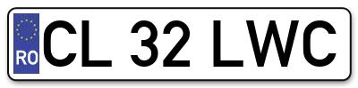 Placuta inmatriculare numar auto  CL-32-LWC, CL 32 LWC, CL32LWC