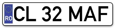 Placuta inmatriculare numar auto  CL-32-MAF, CL 32 MAF, CL32MAF