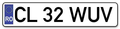 Placuta inmatriculare numar auto  CL-32-WUV, CL 32 WUV, CL32WUV
