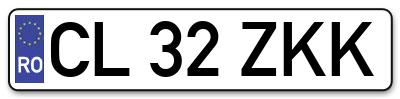 Placuta inmatriculare numar auto  CL-32-ZKK, CL 32 ZKK, CL32ZKK