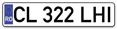 Placuta inmatriculare numar auto  CL-322-LHI, CL 322 LHI, CL322LHI