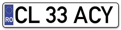 Placuta inmatriculare numar auto  CL-33-ACY, CL 33 ACY, CL33ACY