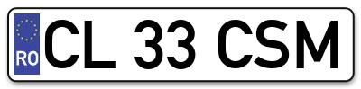 Placuta inmatriculare numar auto  CL-33-CSM, CL 33 CSM, CL33CSM