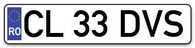 Placuta inmatriculare numar auto  CL-33-DVS, CL 33 DVS, CL33DVS