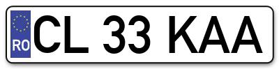 Placuta inmatriculare numar auto  CL-33-KAA, CL 33 KAA, CL33KAA