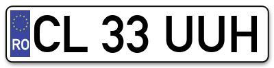 Placuta inmatriculare numar auto  CL-33-UUH, CL 33 UUH, CL33UUH