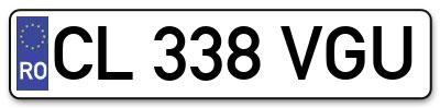 Placuta inmatriculare numar auto  CL-338-VGU, CL 338 VGU, CL338VGU