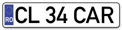 Placuta inmatriculare numar auto  CL-34-CAR, CL 34 CAR, CL34CAR