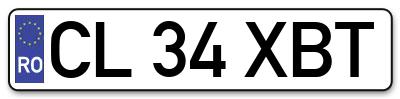 Placuta inmatriculare numar auto  CL-34-XBT, CL 34 XBT, CL34XBT