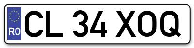 Placuta inmatriculare numar auto  CL-34-XOQ, CL 34 XOQ, CL34XOQ