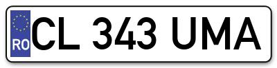 Placuta inmatriculare numar auto  CL-343-UMA, CL 343 UMA, CL343UMA