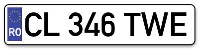 Placuta inmatriculare numar auto  CL-346-TWE, CL 346 TWE, CL346TWE