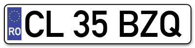 Placuta inmatriculare numar auto  CL-35-BZQ, CL 35 BZQ, CL35BZQ