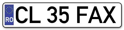Placuta inmatriculare numar auto  CL-35-FAX, CL 35 FAX, CL35FAX