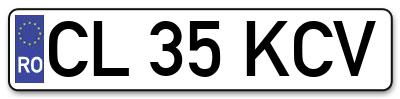 Placuta inmatriculare numar auto  CL-35-KCV, CL 35 KCV, CL35KCV