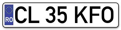 Placuta inmatriculare numar auto  CL-35-KFO, CL 35 KFO, CL35KFO