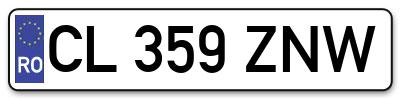 Placuta inmatriculare numar auto  CL-359-ZNW, CL 359 ZNW, CL359ZNW