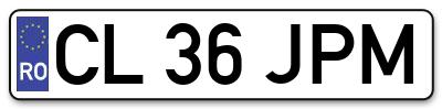 Placuta inmatriculare numar auto  CL-36-JPM, CL 36 JPM, CL36JPM