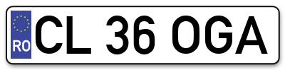 Placuta inmatriculare numar auto  CL-36-OGA, CL 36 OGA, CL36OGA