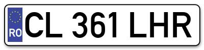 Placuta inmatriculare numar auto  CL-361-LHR, CL 361 LHR, CL361LHR