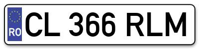 Placuta inmatriculare numar auto  CL-366-RLM, CL 366 RLM, CL366RLM