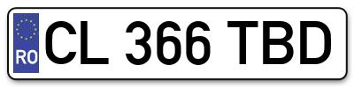 Placuta inmatriculare numar auto  CL-366-TBD, CL 366 TBD, CL366TBD