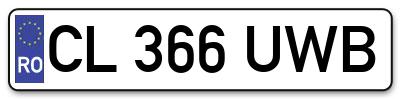 Placuta inmatriculare numar auto  CL-366-UWB, CL 366 UWB, CL366UWB