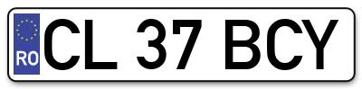 Placuta inmatriculare numar auto  CL-37-BCY, CL 37 BCY, CL37BCY