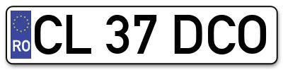 Placuta inmatriculare numar auto  CL-37-DCO, CL 37 DCO, CL37DCO