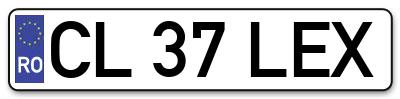 Placuta inmatriculare numar auto  CL-37-LEX, CL 37 LEX, CL37LEX
