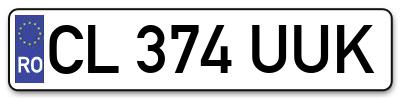 Placuta inmatriculare numar auto  CL-374-UUK, CL 374 UUK, CL374UUK