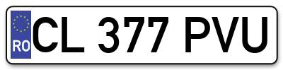 Placuta inmatriculare numar auto  CL-377-PVU, CL 377 PVU, CL377PVU