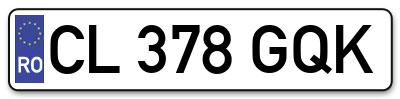 Placuta inmatriculare numar auto  CL-378-GQK, CL 378 GQK, CL378GQK