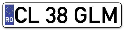 Placuta inmatriculare numar auto  CL-38-GLM, CL 38 GLM, CL38GLM