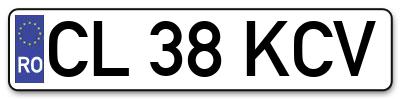 Placuta inmatriculare numar auto  CL-38-KCV, CL 38 KCV, CL38KCV