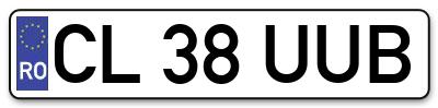 Placuta inmatriculare numar auto  CL-38-UUB, CL 38 UUB, CL38UUB