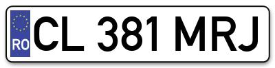 Placuta inmatriculare numar auto  CL-381-MRJ, CL 381 MRJ, CL381MRJ